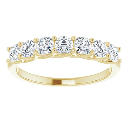 Seven Stone Cushion Cut Moissanite Anniversary Band