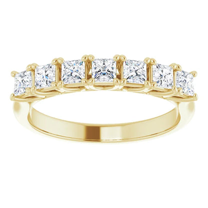 Seven Stone Princess Cut Moissanite Anniversary Band