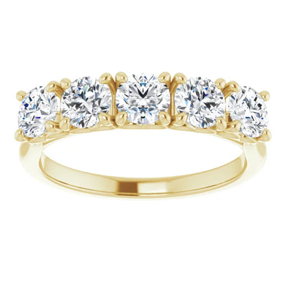 Five Stone Round Brilliant Moissanite Anniversary Band