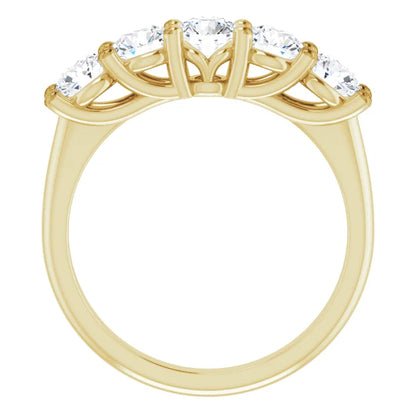 Five Stone Round Brilliant Moissanite Anniversary Band