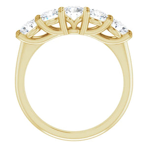 Five Stone Round Brilliant Moissanite Anniversary Band