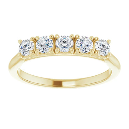 Five Stone Round Brilliant Moissanite Anniversary Band
