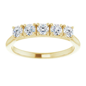 Five Stone Round Brilliant Moissanite Anniversary Band