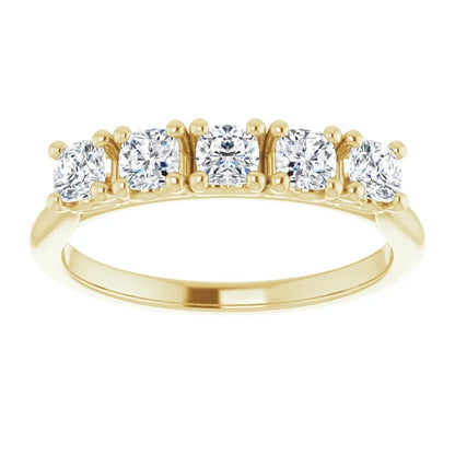 Five Stone Cushion Cut Moissanite Anniversary Band