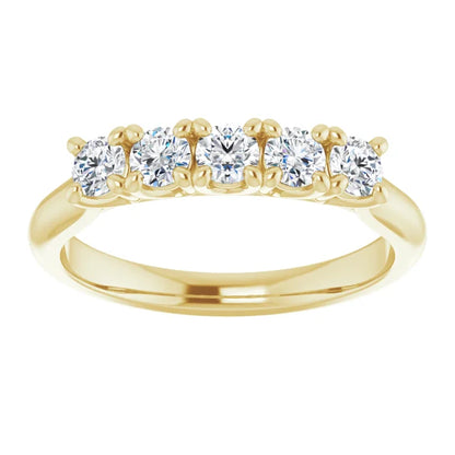 Five Stone Round Brilliant Moissanite Anniversary Band