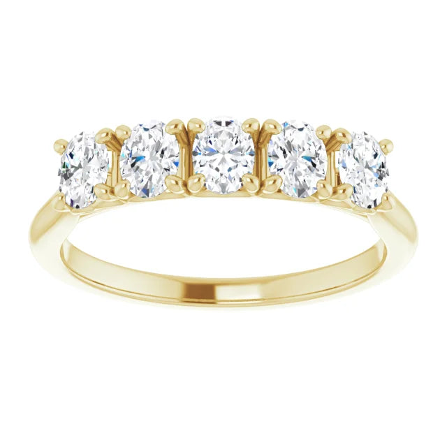 Five Stone Oval Cut Moissanite Anniversary Band