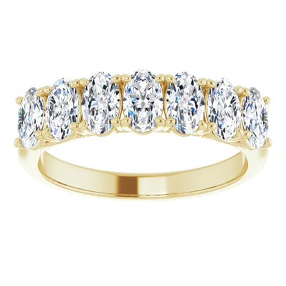 Seven Stone Oval Cut Moissanite Anniversary Band