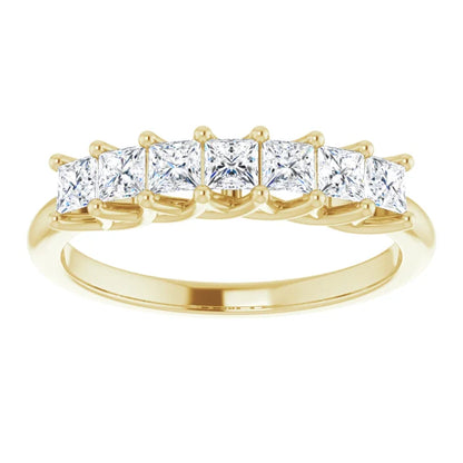 Seven Stone Princess Cut Moissanite Anniversary Band