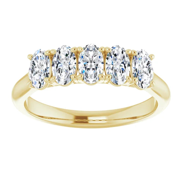 Five Stone Oval Cut Moissanite Anniversary Band