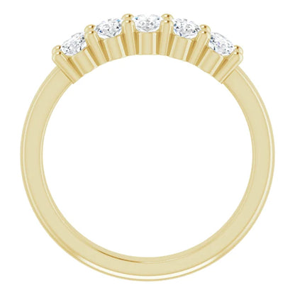 Five Stone Oval Cut Moissanite Anniversary Band