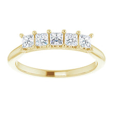 Five Stone Princess Cut Moissanite Anniversary Band