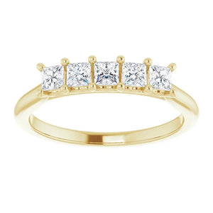 Five Stone Princess Cut Moissanite Anniversary Band