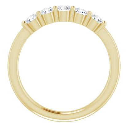 Five Stone Round Brilliant Moissanite Anniversary Band