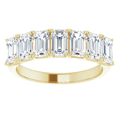 Seven Stone Emerald Cut Moissanite Anniversary Band