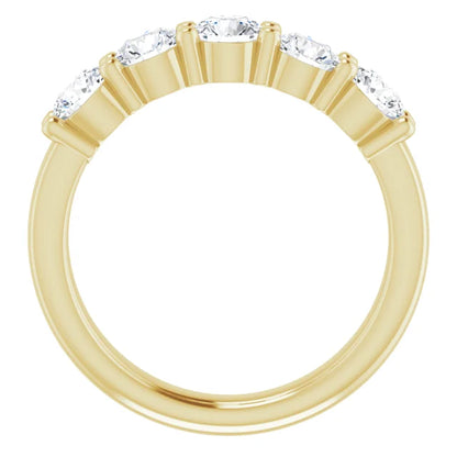 Five Stone Round Brilliant Moissanite Anniversary Band