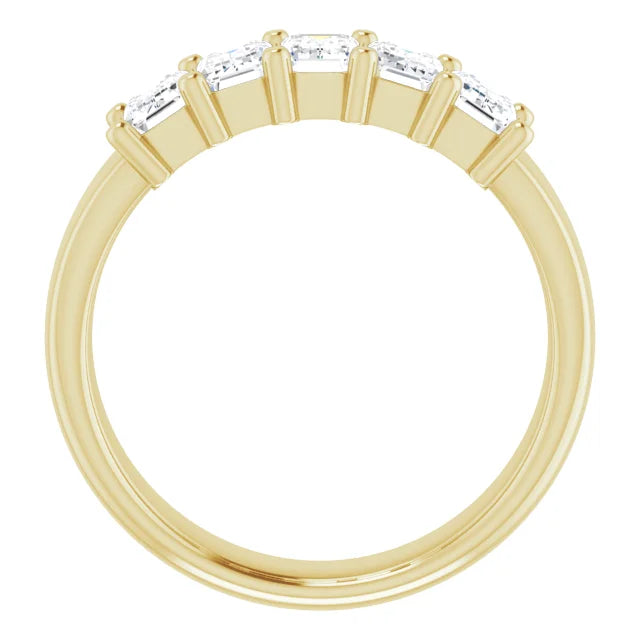 Five Stone Emerald Cut Moissanite Anniversary Band