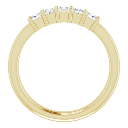 Five Stone Princess Cut Moissanite Anniversary Band