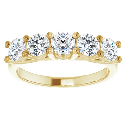 Five Stone Round Brilliant Moissanite Anniversary Band