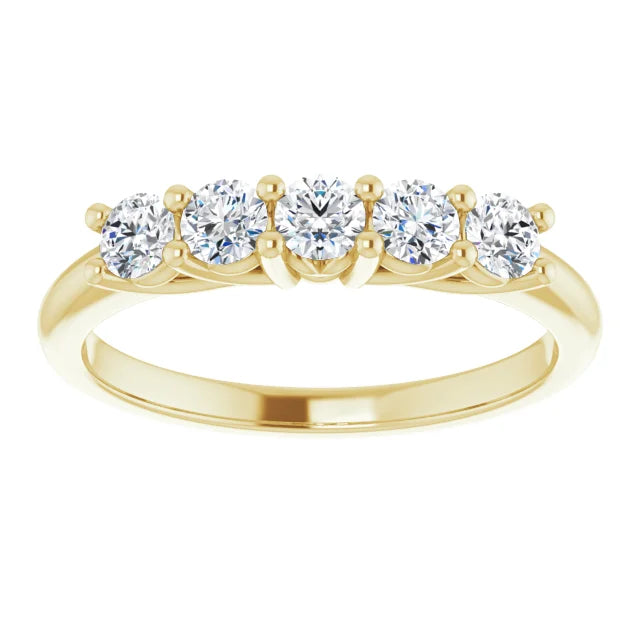 Five Stone Round Brilliant Moissanite Anniversary Band