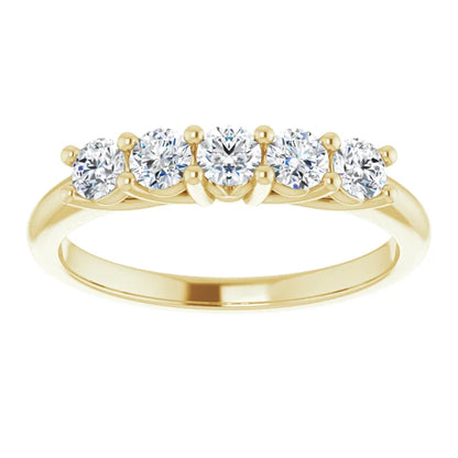 Five Stone Round Brilliant Moissanite Anniversary Band