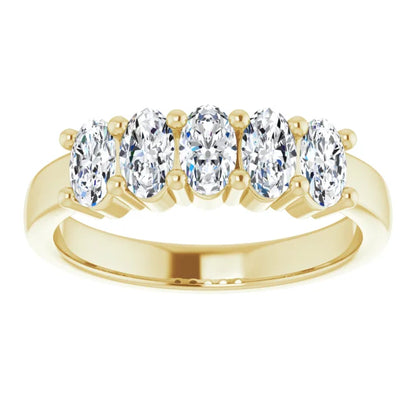Five Stone Oval Cut Moissanite Anniversary Band