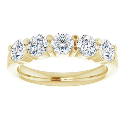 Five Stone Round Brilliant Moissanite Anniversary Band