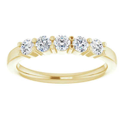 Five Stone Round Brilliant Moissanite Anniversary Band