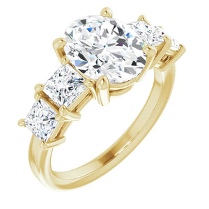 Oval Multi Stone Accent Style Engagement Ring