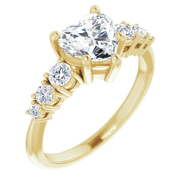 Heart Multi Stone Accent Style Engagement Ring