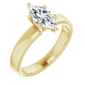 Marquise Wide Band Solitaire Engagement Ring