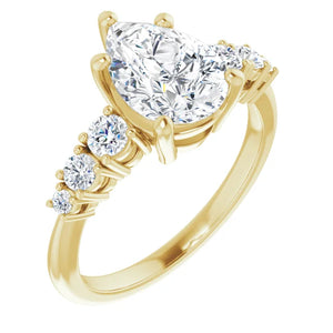 Pear Multi Stone Accent Style Engagement Ring