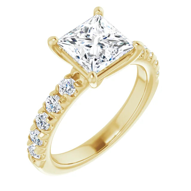 Princess Four Claw Set Style Engagement Ring