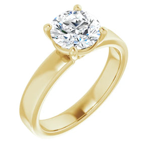 Round Brilliant Wide Band Solitaire Engagement Ring