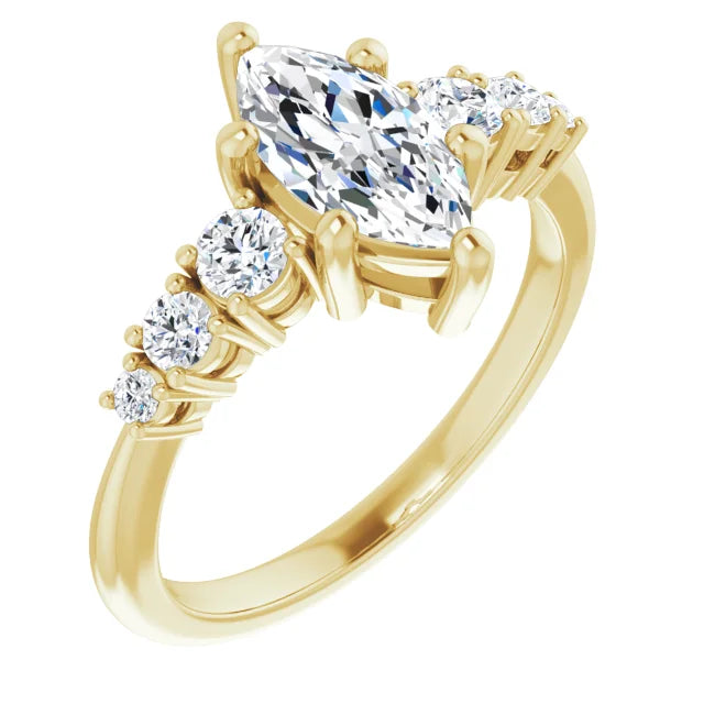 Marquise Multi Stone Accent Style Engagement Ring