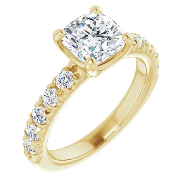 Cushion Four Claw Set Style Engagement Ring