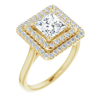 Princess Double Halo Style Engagement Ring