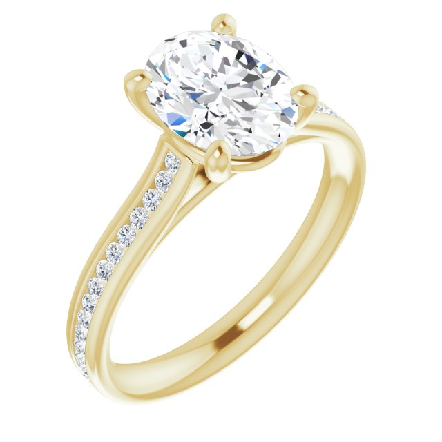 Oval Diamond Band Engagement Ring