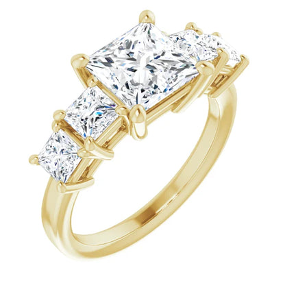 Princess Multi Stone Accent Style Engagement Ring