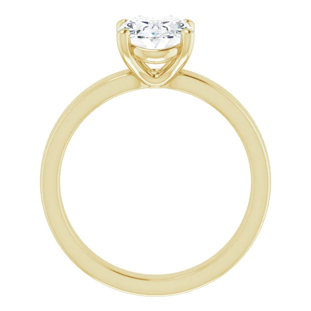Oval Wide Band Solitaire Engagement Ring