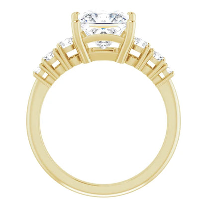 Princess Multi Stone Accent Style Engagement Ring