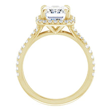 Emerald Twist Halo Style Engagement Ring