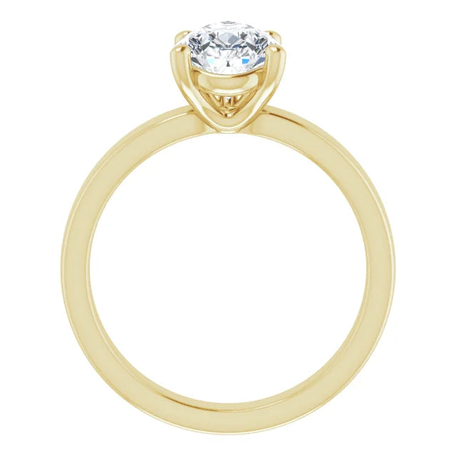 Pear Wide Band Solitaire Engagement Ring