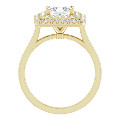 Princess Double Halo Style Engagement Ring
