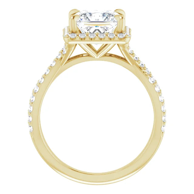 Princess Twist Halo Style Engagement Ring