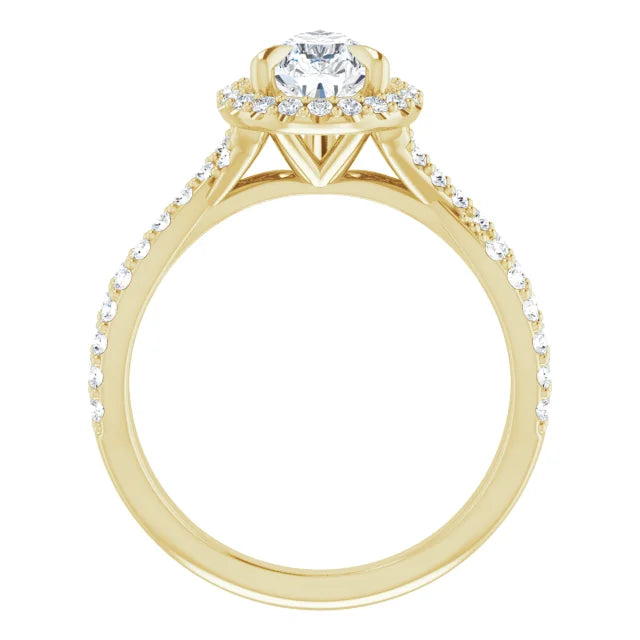 Pear Twist Halo Style Engagement Ring