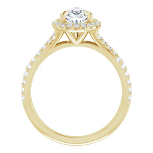 Pear Twist Halo Style Engagement Ring