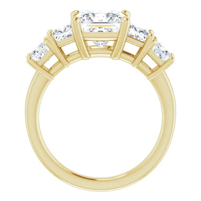 Princess Multi Stone Accent Style Engagement Ring