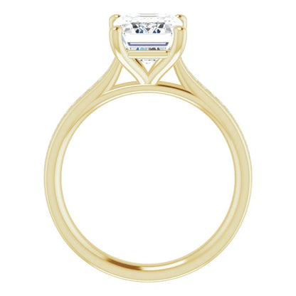 Emerald Diamond Band Engagement Ring