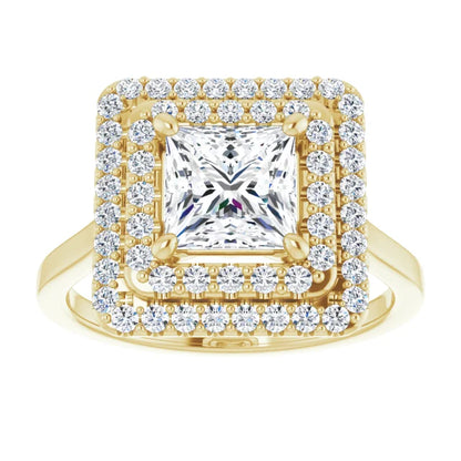 Princess Double Halo Style Engagement Ring
