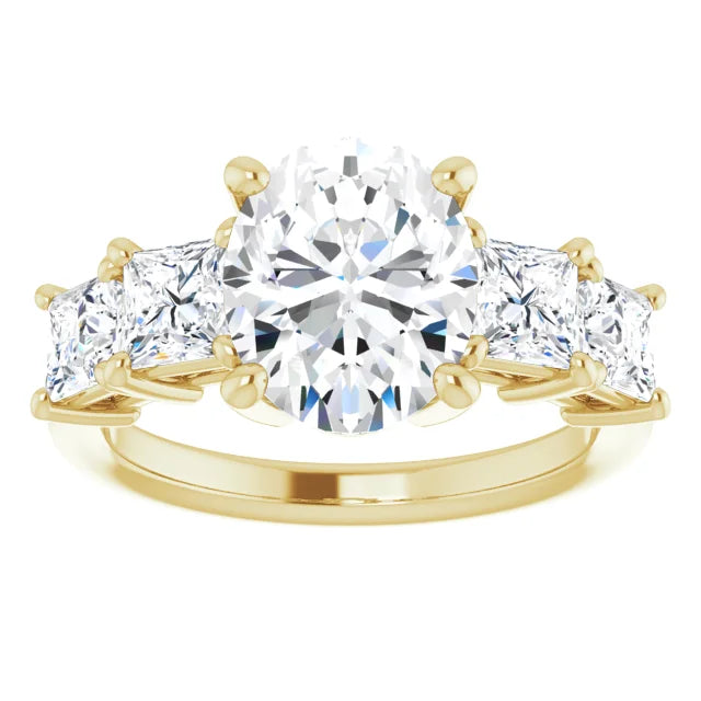 Oval Multi Stone Accent Style Engagement Ring